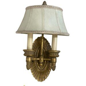 Vintage Murray Feiss Empire Style Double-Arm Wall Candle Sconce Lights with Shad